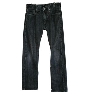 Levis 514 Straight Fit Mens Black Dark Wash Denim Jeans 30x33